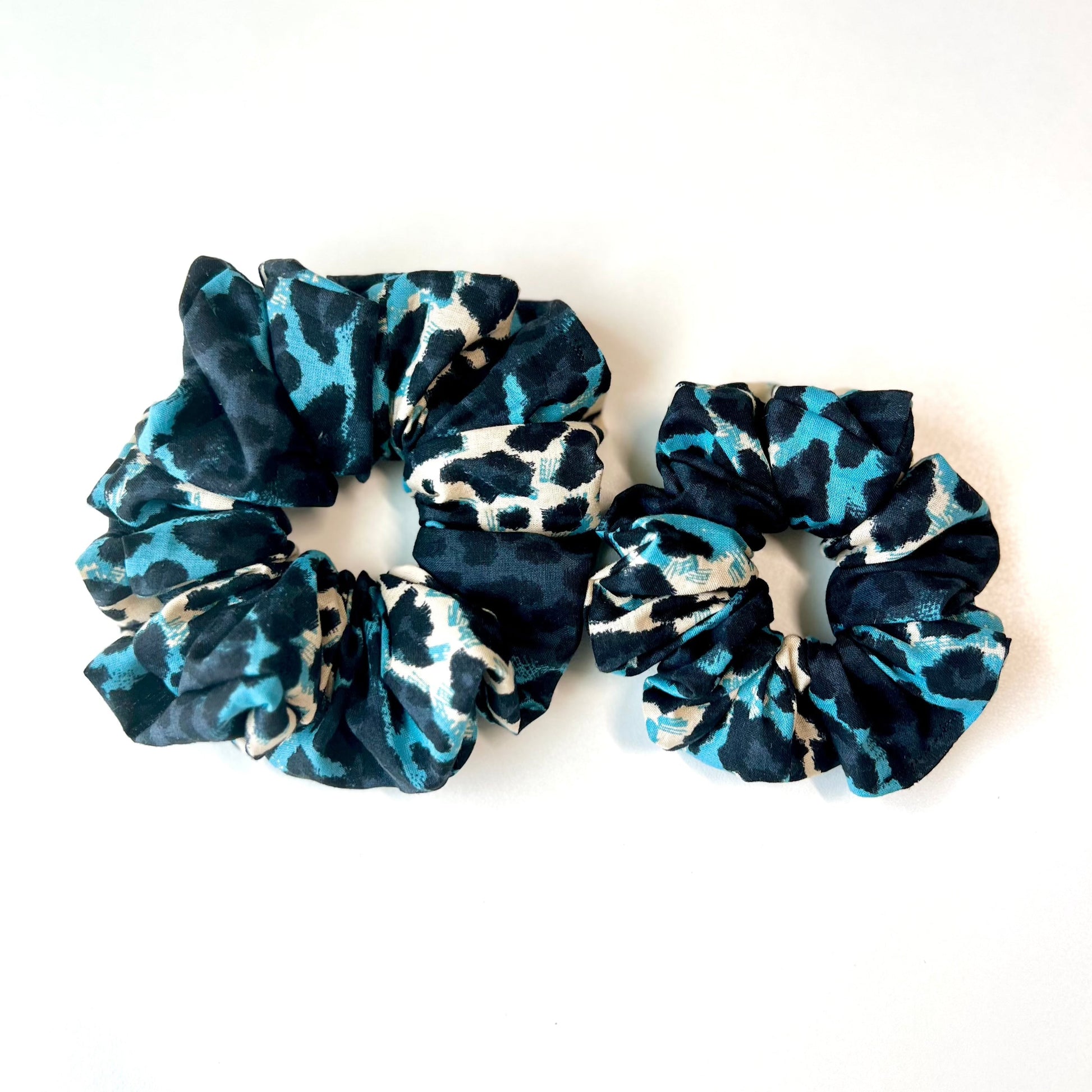 Blue Leopard Scrunchies