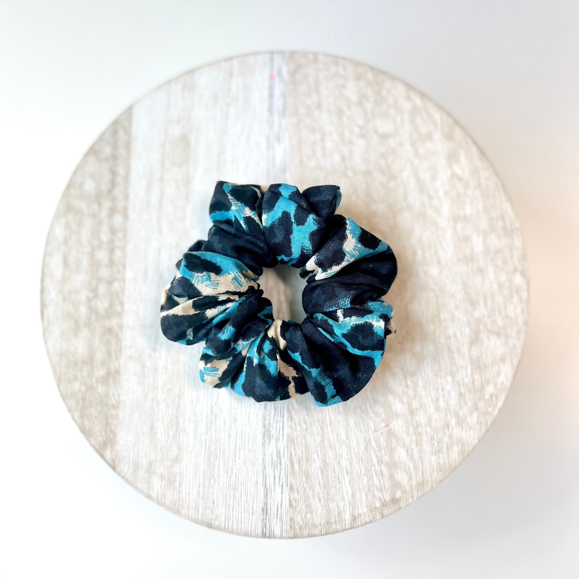 Blue Leopard Scrunchies
