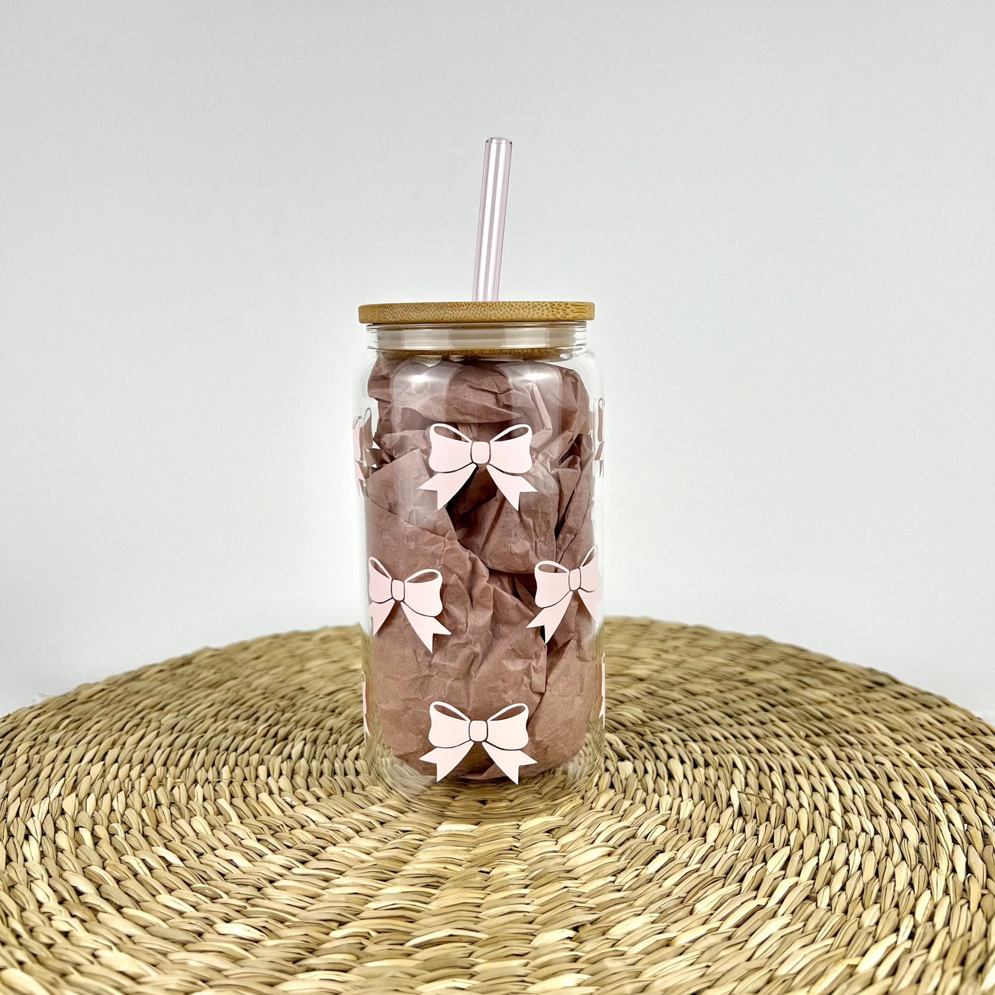 Bows 16 oz Glass Can Cup