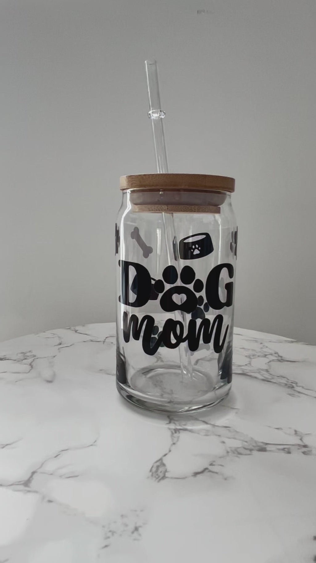 Dog Mom 16 oz Glass Can Cup