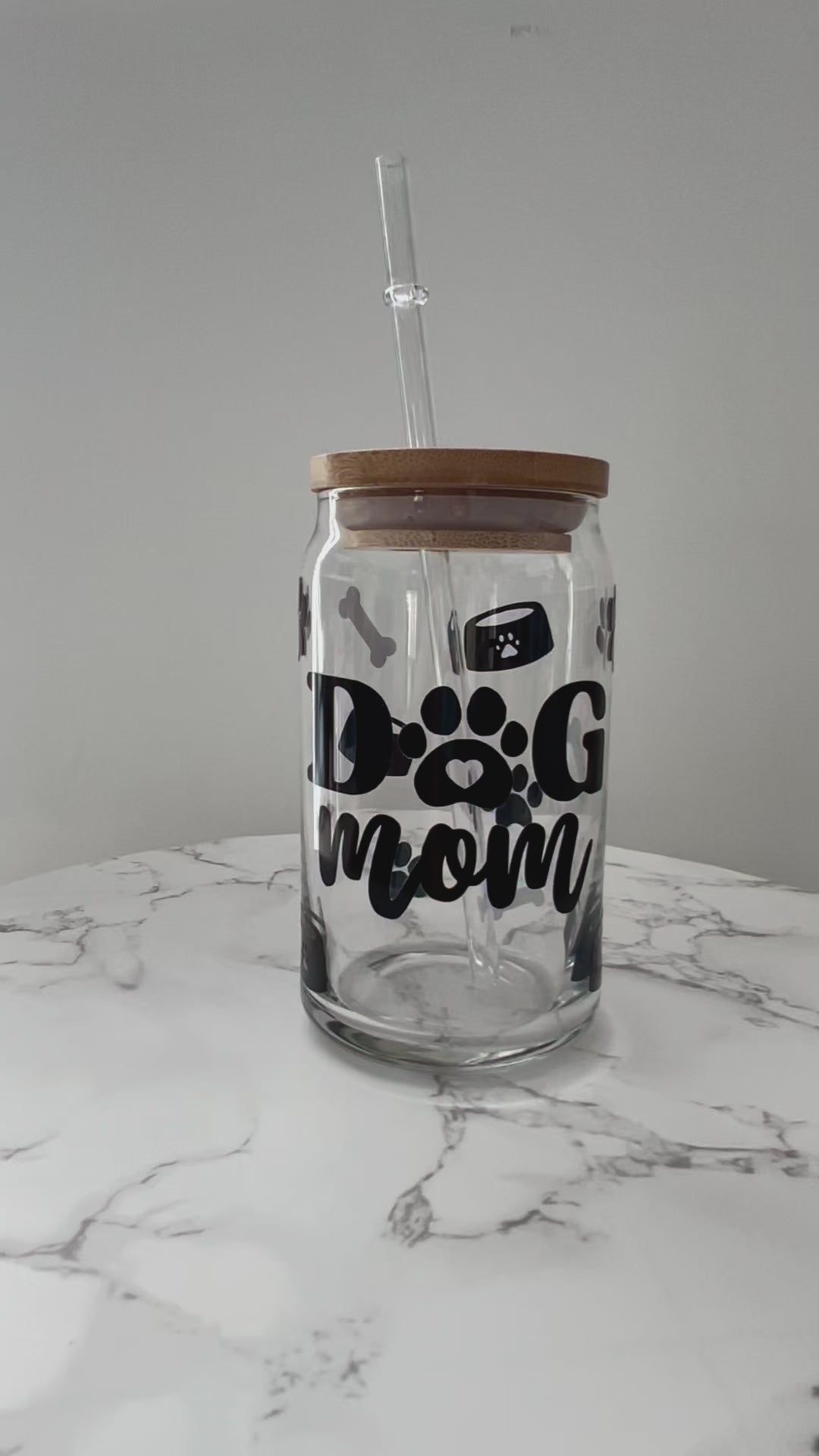 Dog Mom 16 oz Glass Can Cup