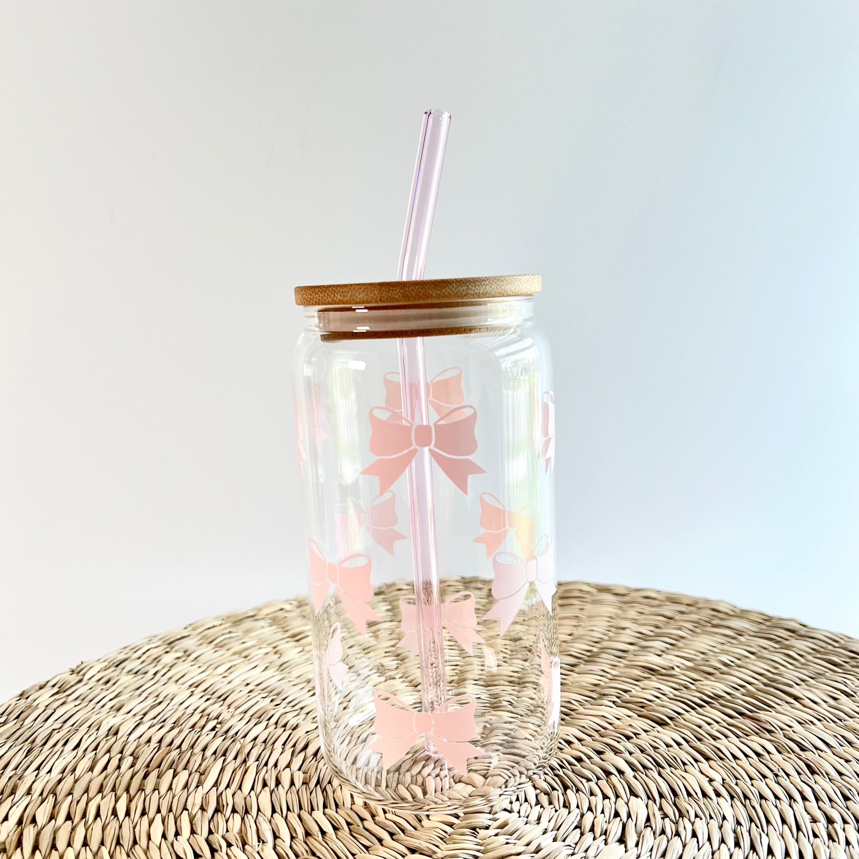 Bows 16 oz Glass Can Cup