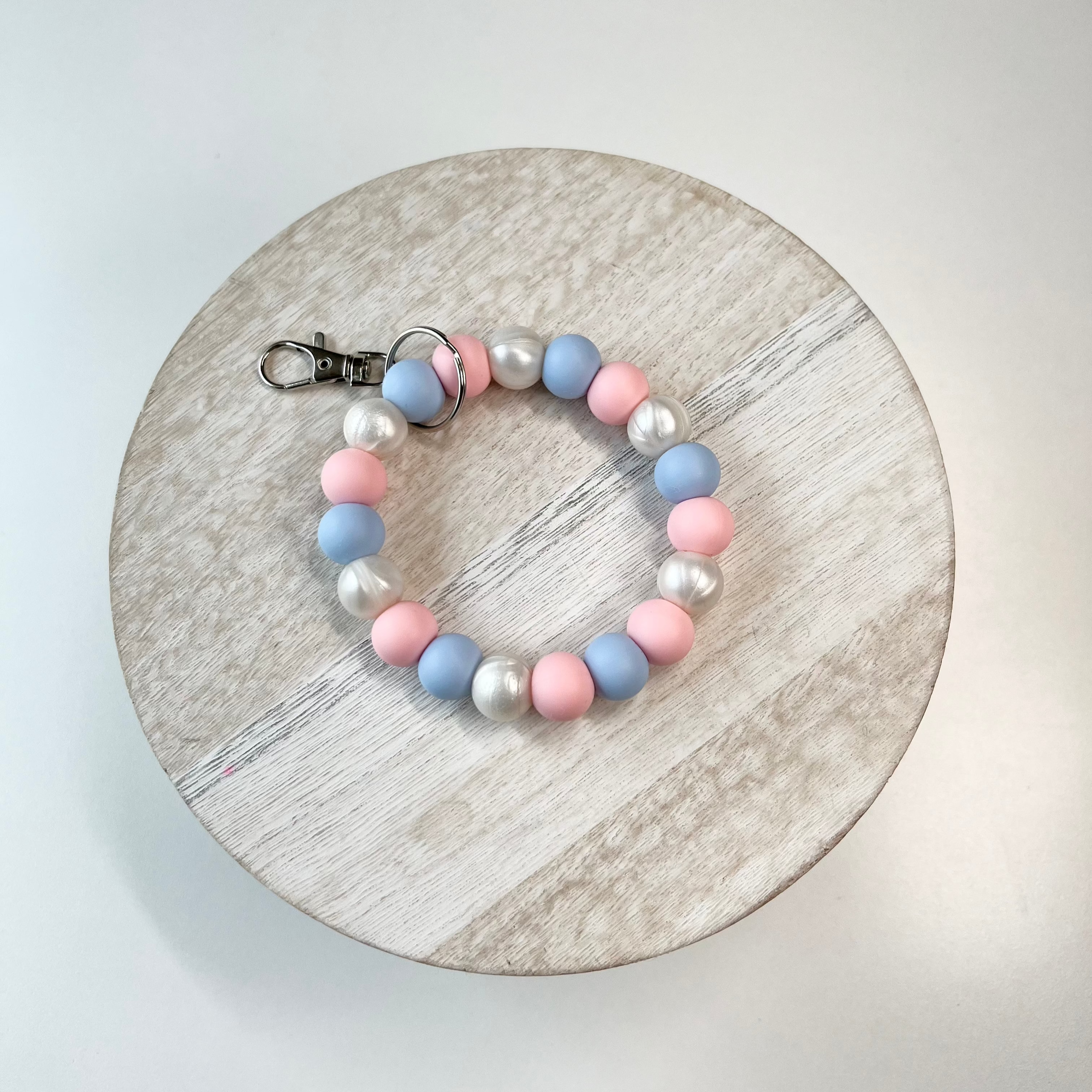 Cotton Candy Silicone Beaded Wristlet Keychain